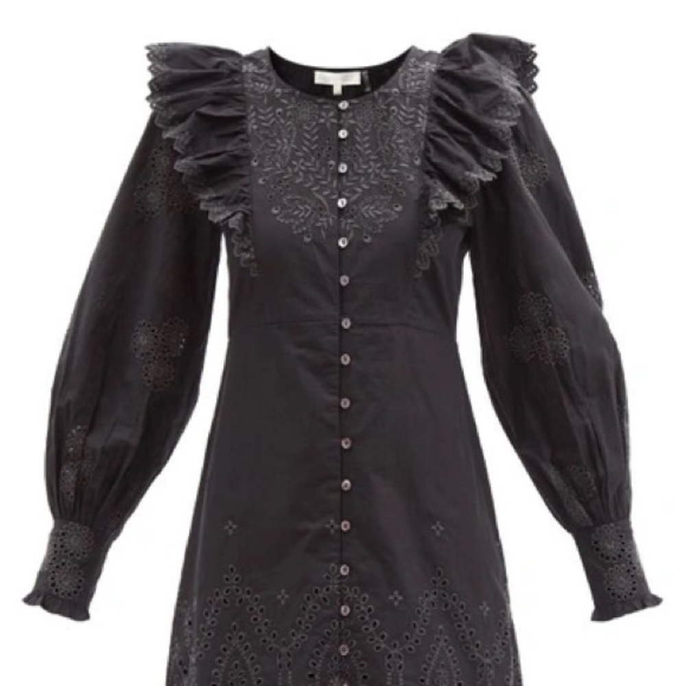 Elegant Black Ruffled LoveShackFancy Dress